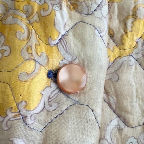 Vintage 1960s Quilted Hostess Gown Pink Sash Lounge Robe Psychedelic Print - Picture 11 of 16